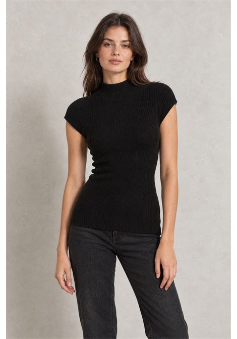 Weili Zheng Top Lupetto Smanicato in Costina Elasticizzata Nero Donna WEILI ZHENG | Lupetto | F26CT13B212